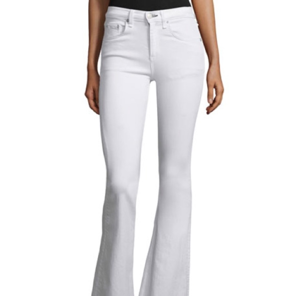 Rag & bone high waisted white flare jeans